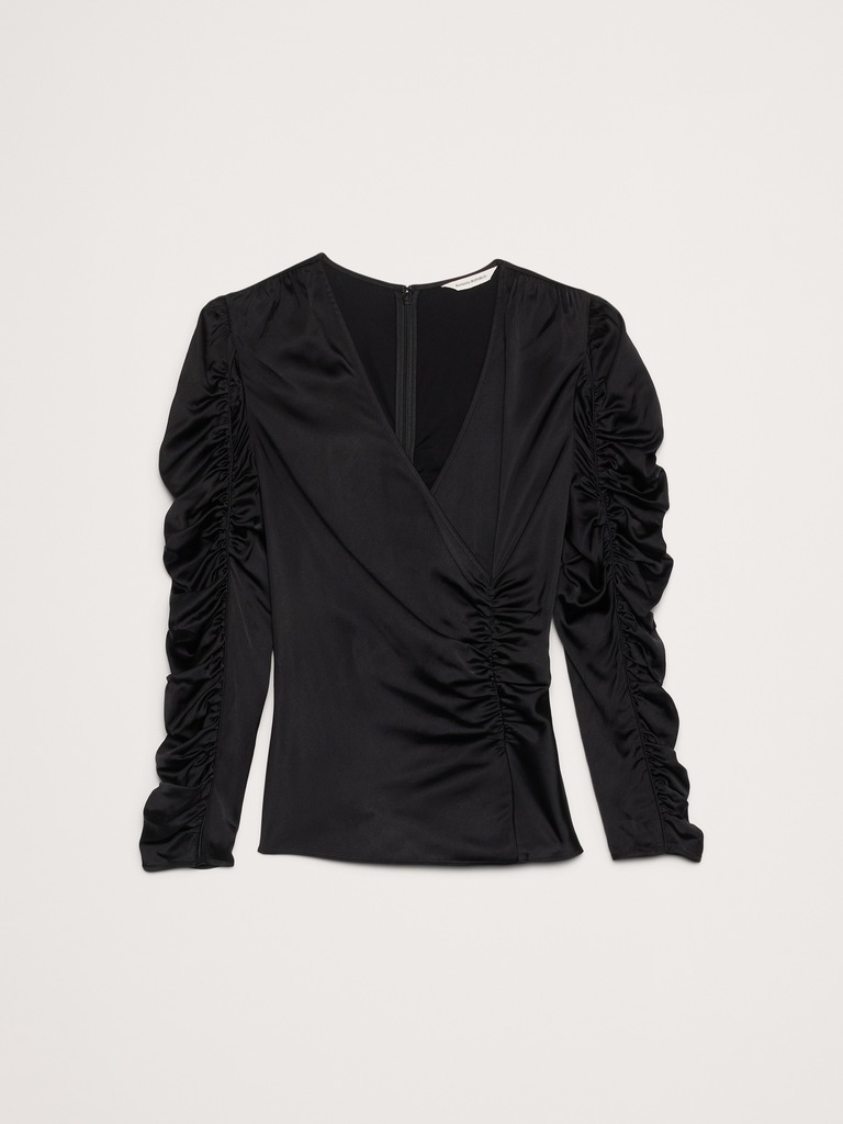 Stretch-Satin Ruched Top