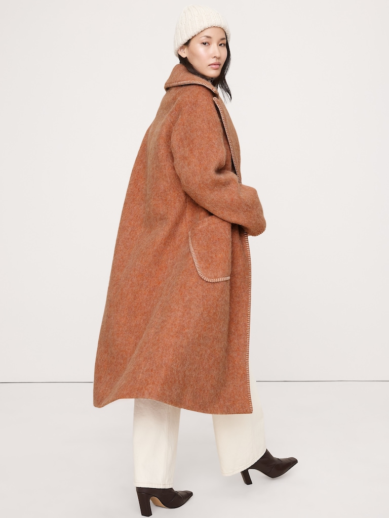 Fuzzy Italian Wool-Blend Top Coat