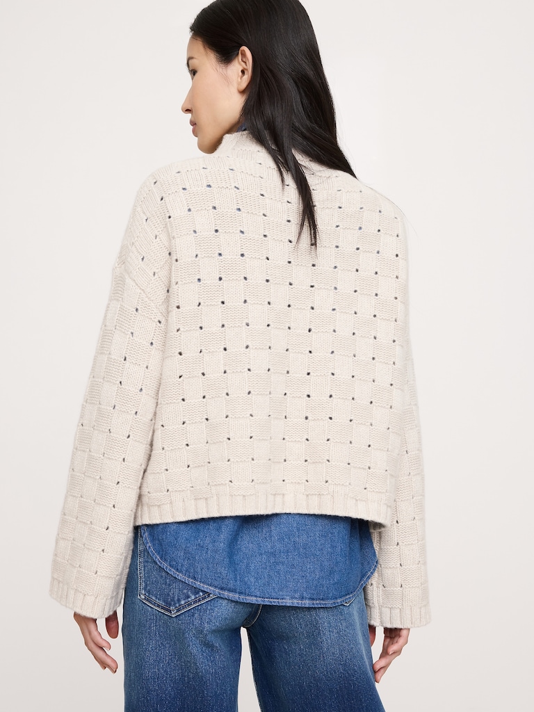 Merino-Cotton Basketweave Sweater