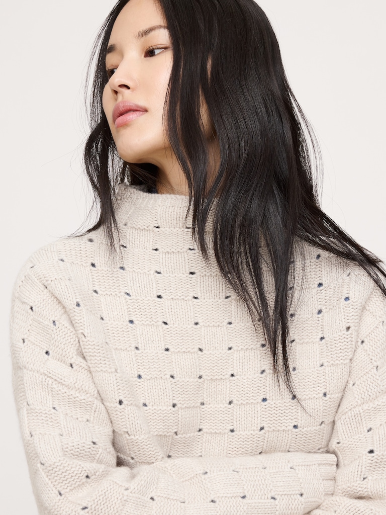 Merino-Cotton Basketweave Sweater