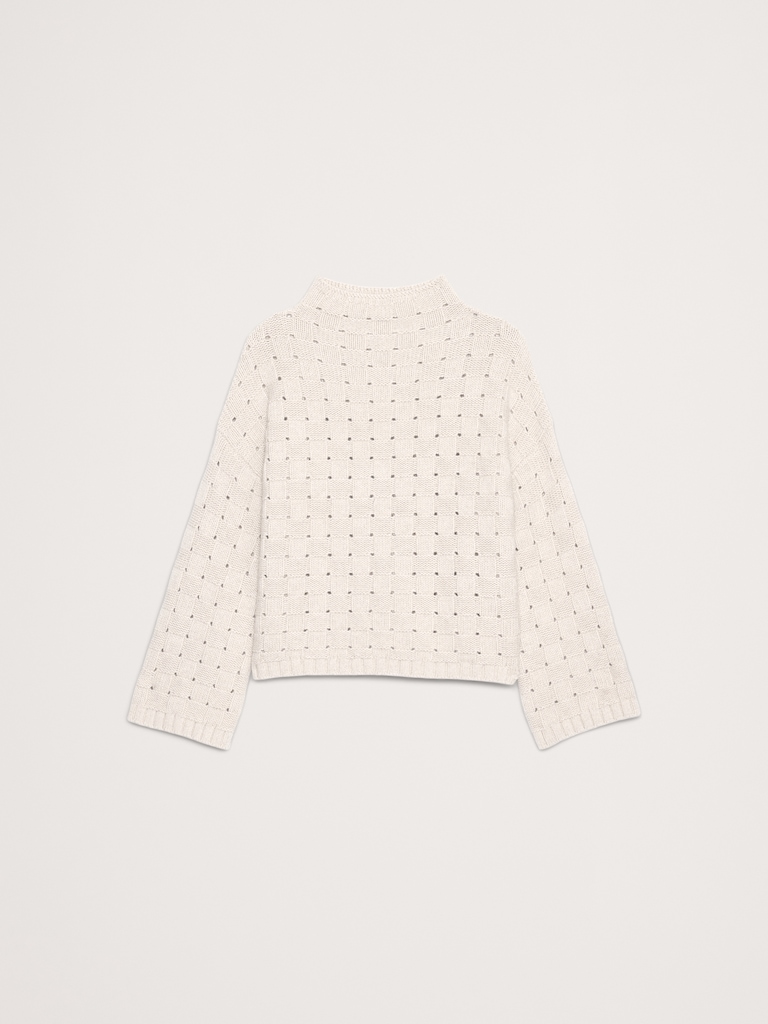 Merino-Cotton Basketweave Sweater