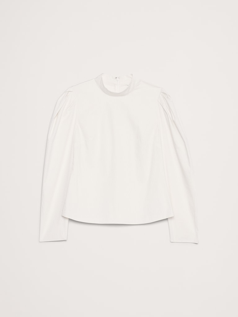 Stretch-Cotton Puff-Sleeve Top