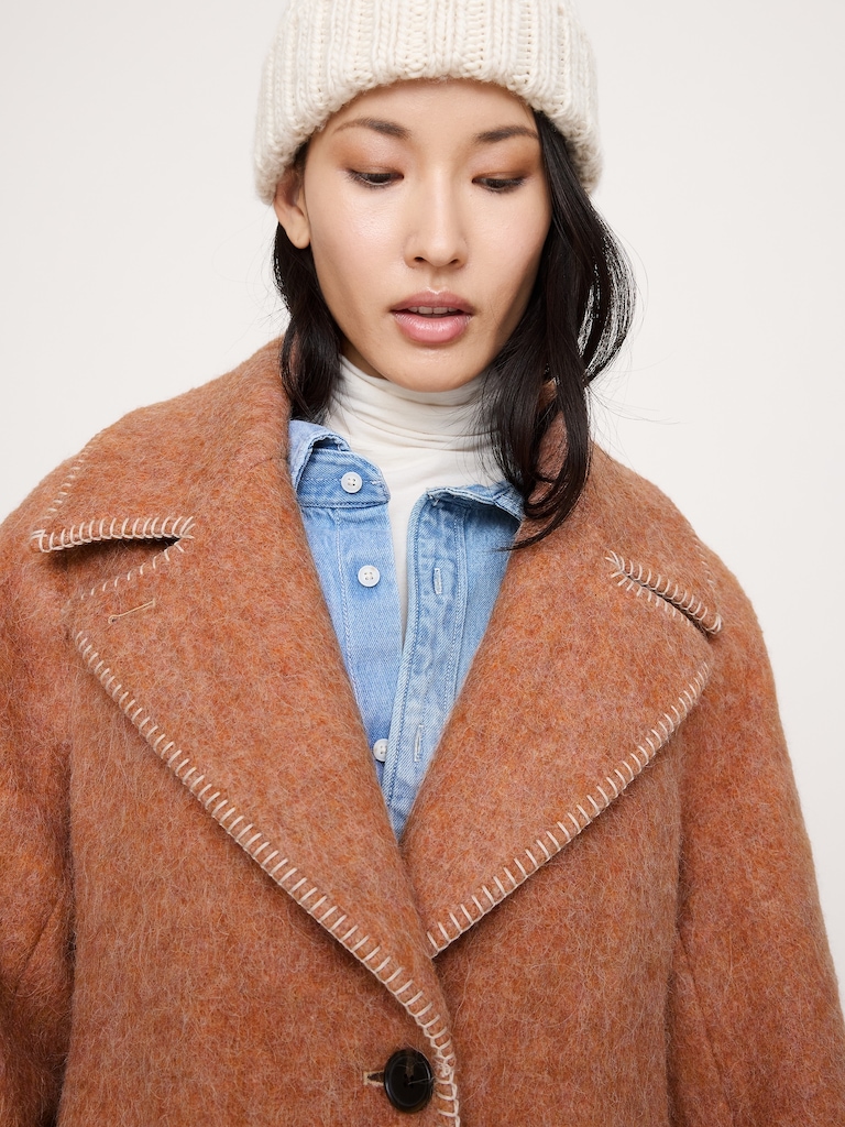 Fuzzy Italian Wool-Blend Top Coat