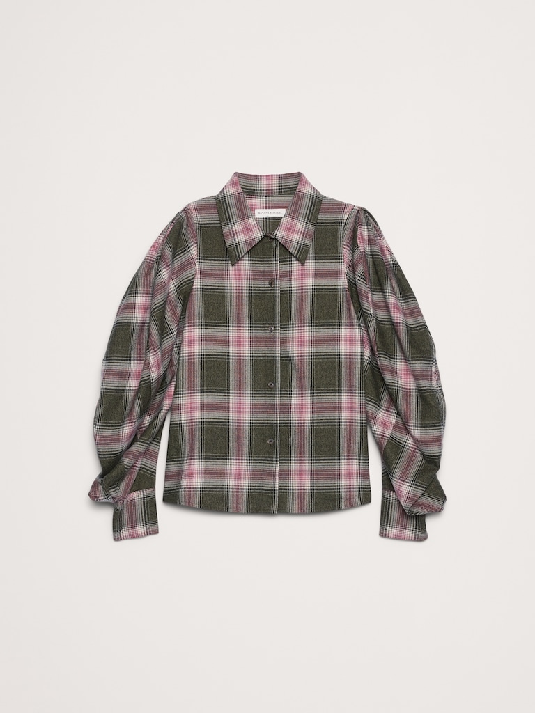 Flannel Volume-Sleeve Shirt