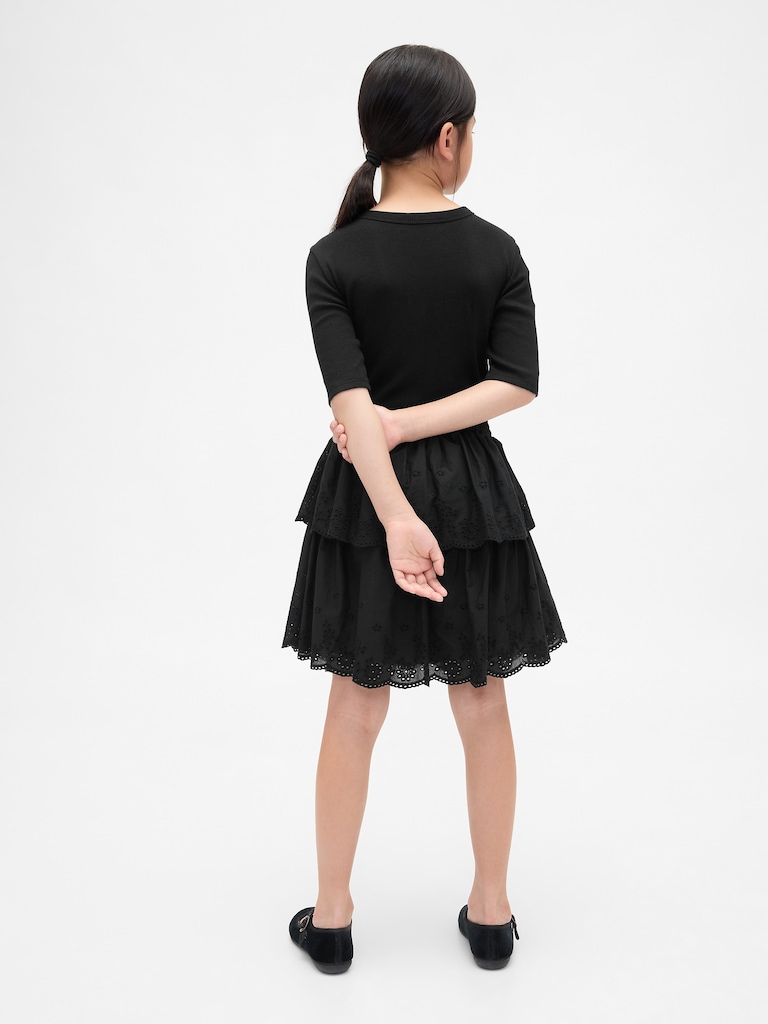 Kids Mixed Media Eyelet Dress