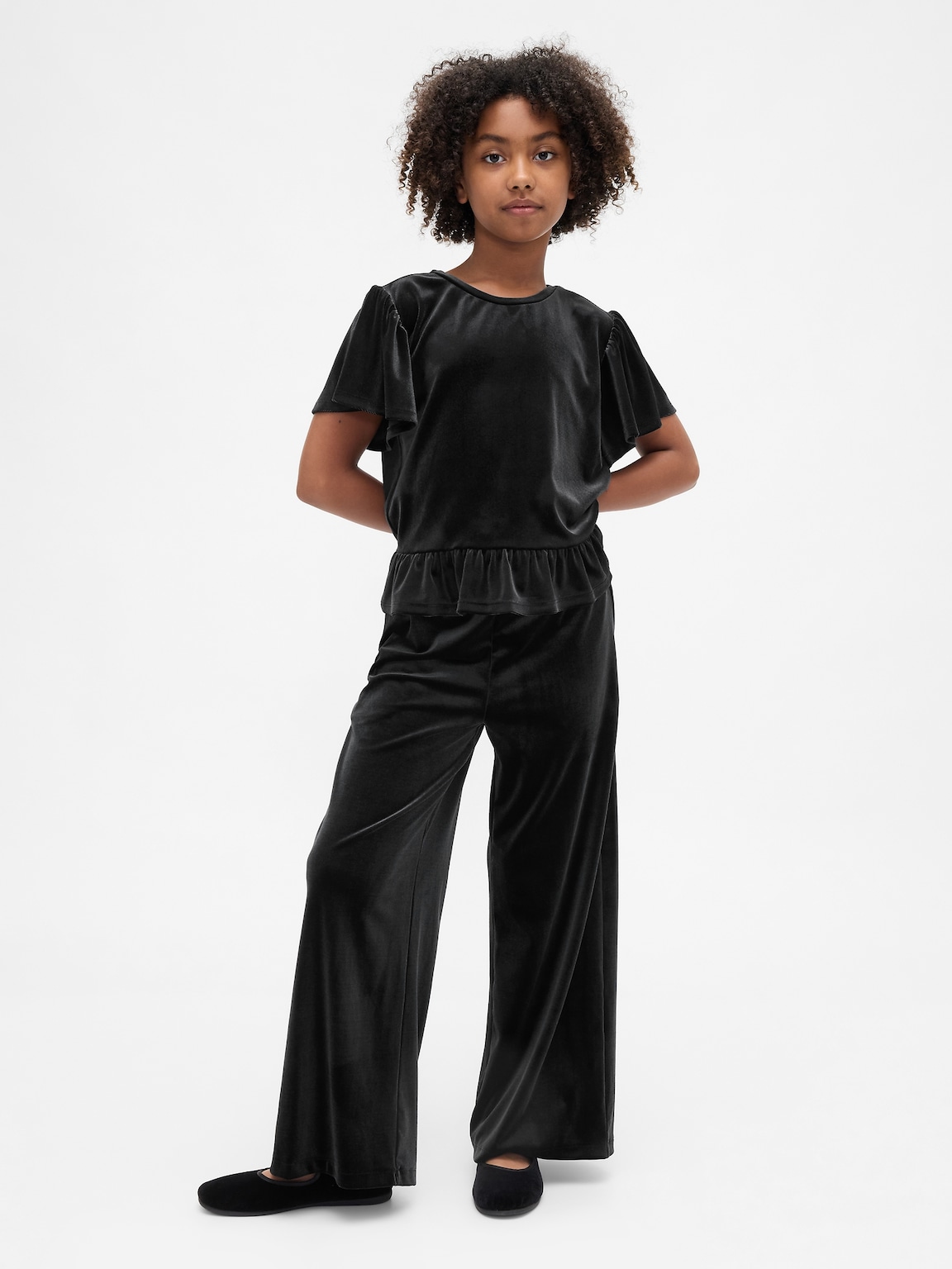 Kids Velour Peplum Top