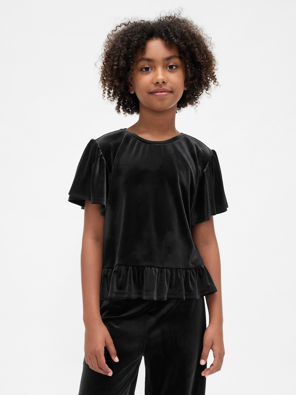 Kids Velour Peplum Top