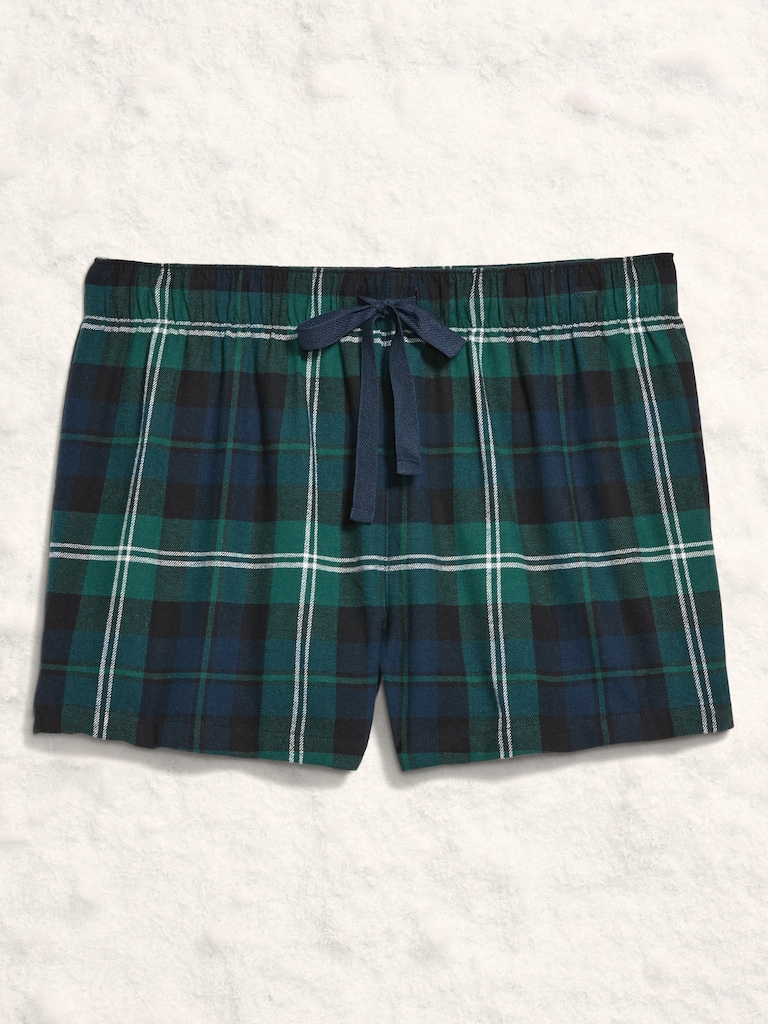 Plaid Flannel Pajama Boxer Shorts for Women