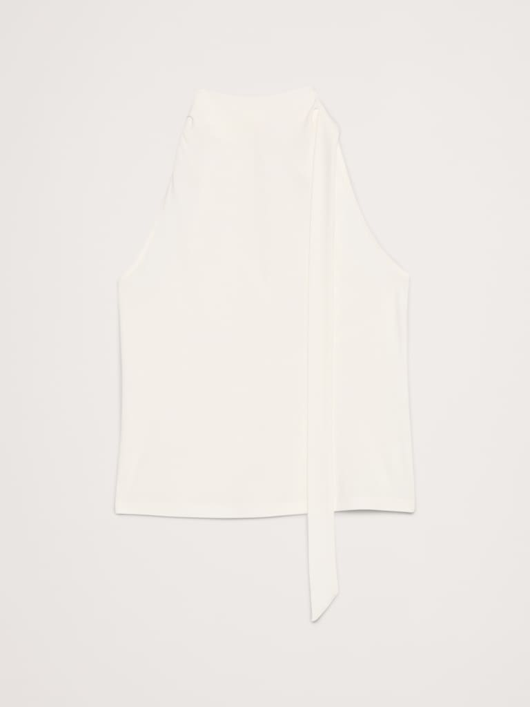 Matte Jersey Scarf-Neck Top