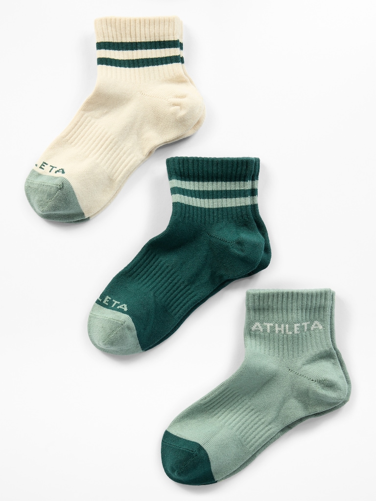Athleta Girl Everyday Quarter Crew Sock 3-Pack