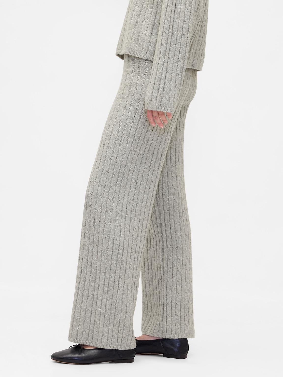 CashSoft Cable-Knit Sweater Pants