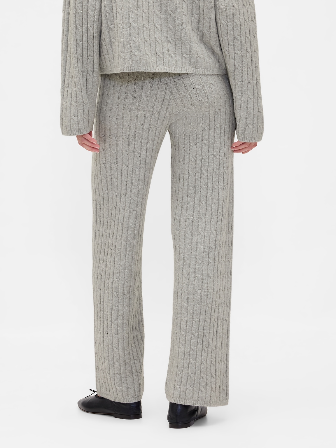 CashSoft Cable-Knit Sweater Pants