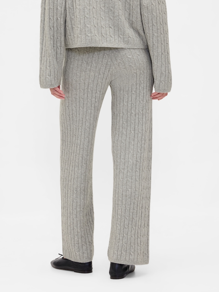 CashSoft Cable-Knit Sweater Pants