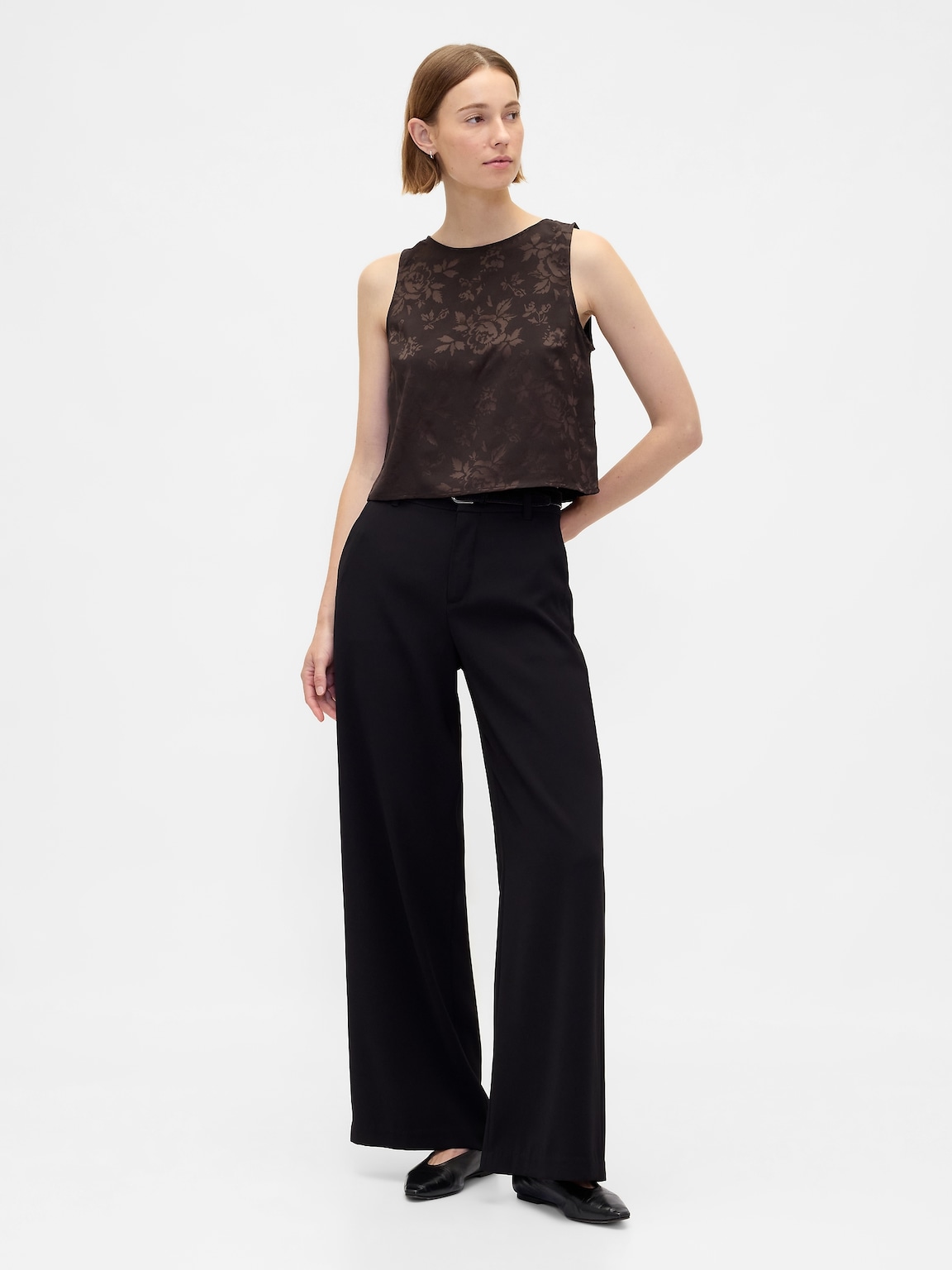 Jacquard Crop Shell Tank Top