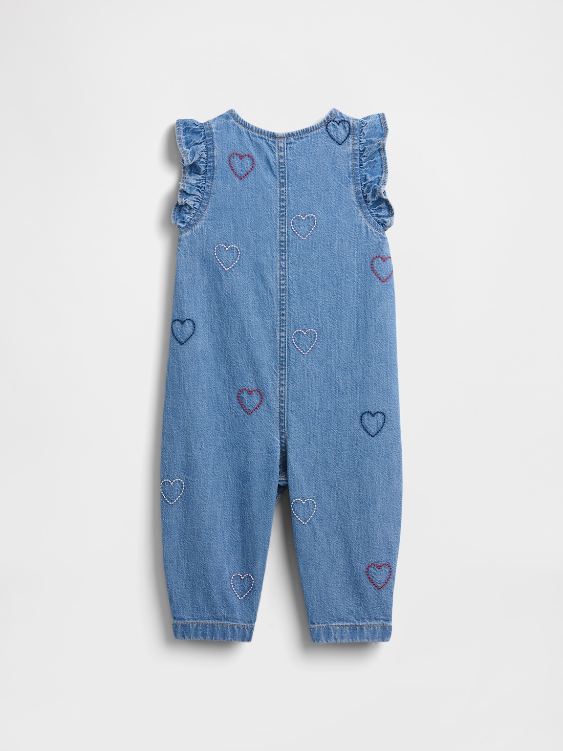 Baby Denim Embroidered Heart One-Piece