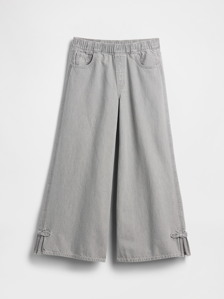 Kids Low Rise Bow Split-Hem Baggy Jeans