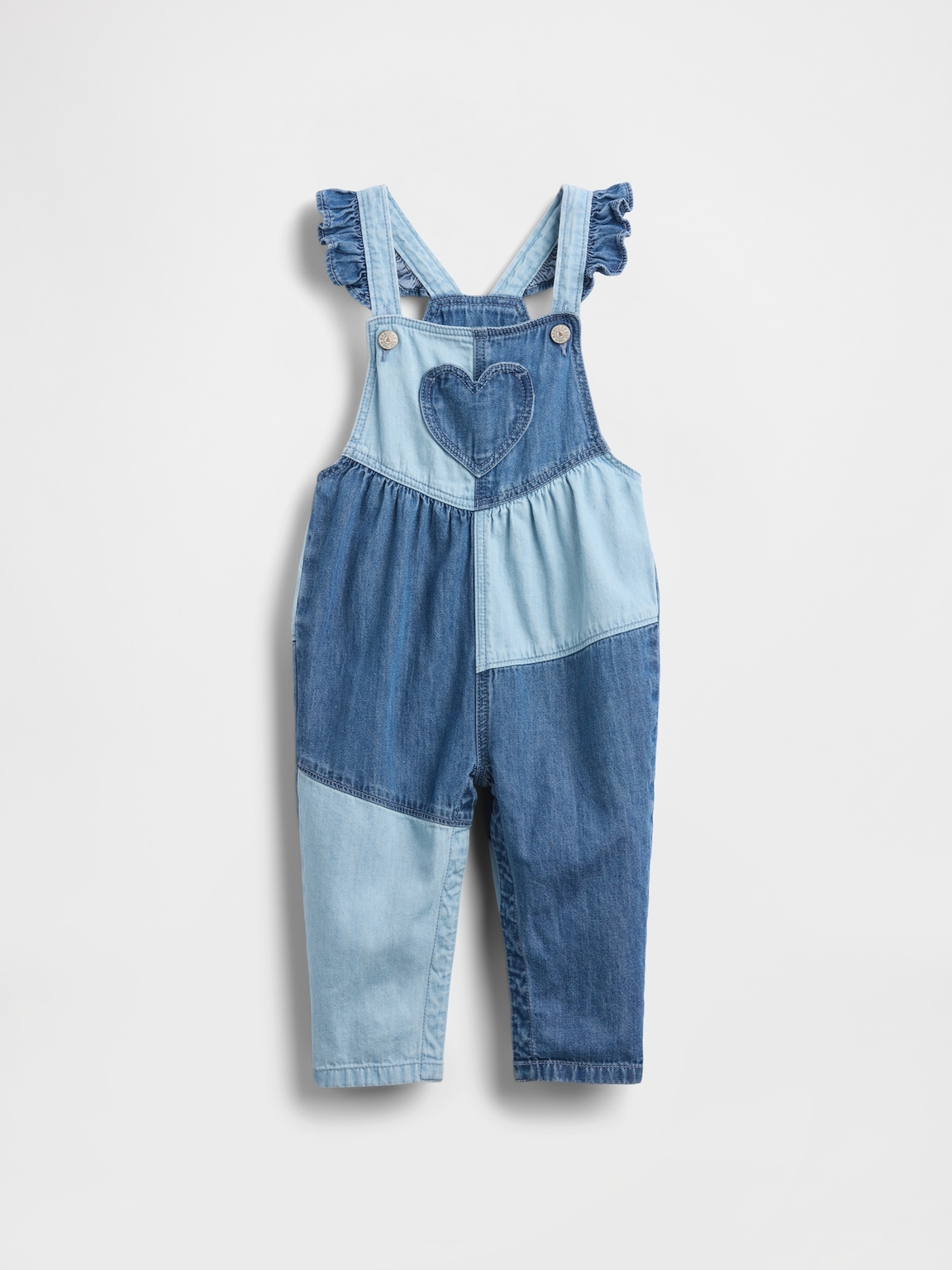 Baby Two-Tone Denim Heart Overalls