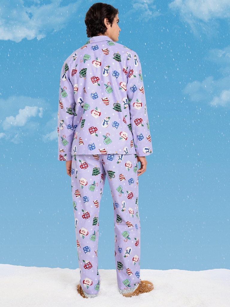 Printed Flannel Pajama Set for Men