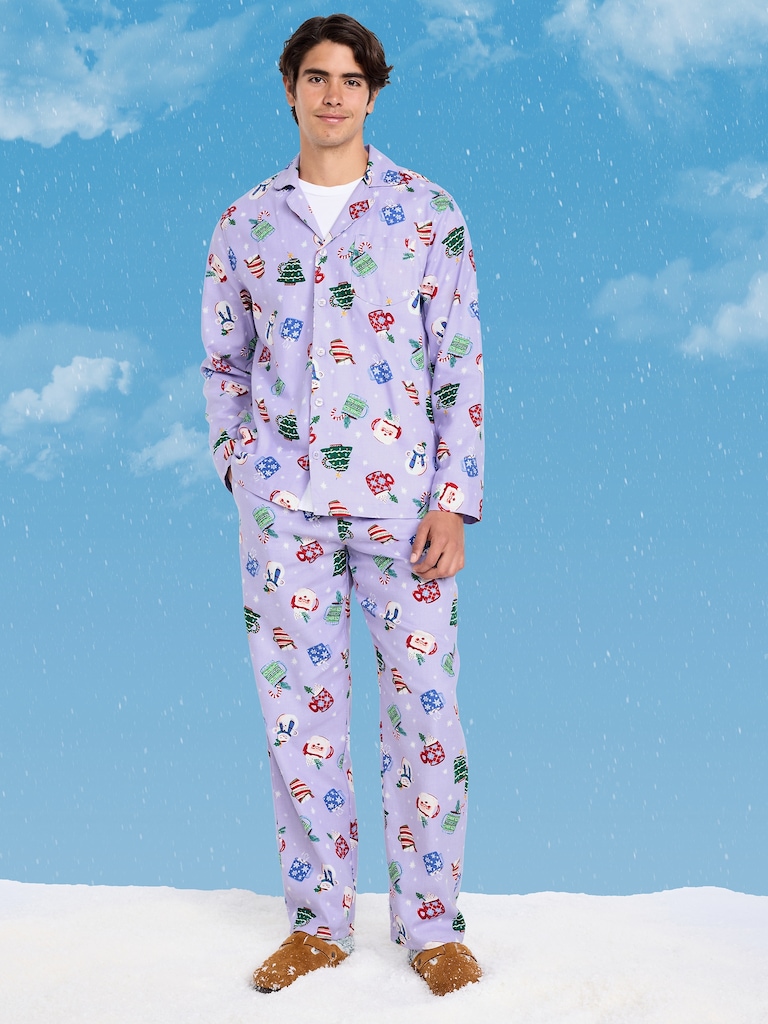 Printed Flannel Pajama Set for Men