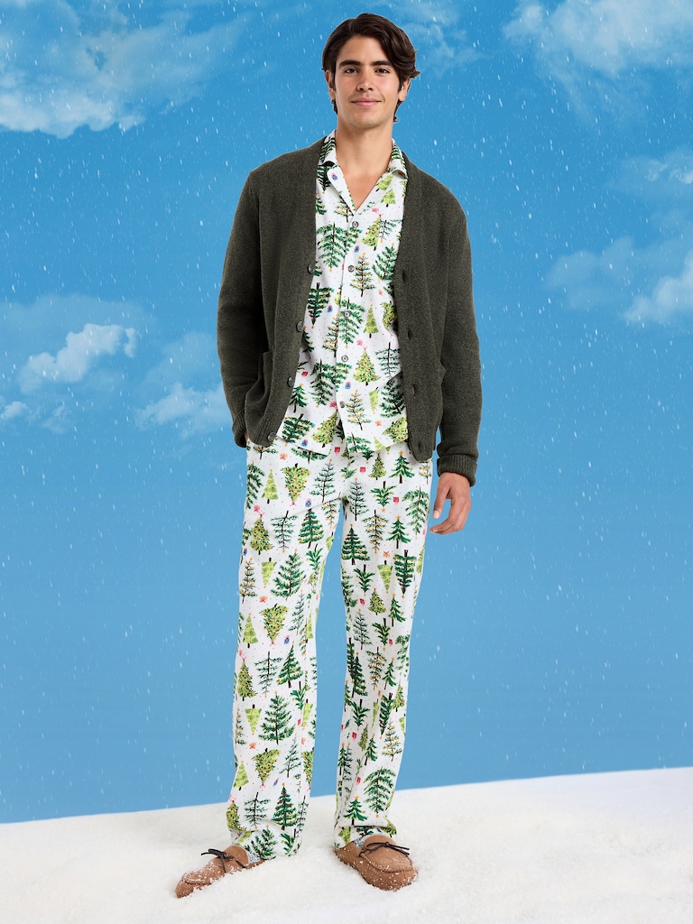 Printed Flannel Pajama Set for Men