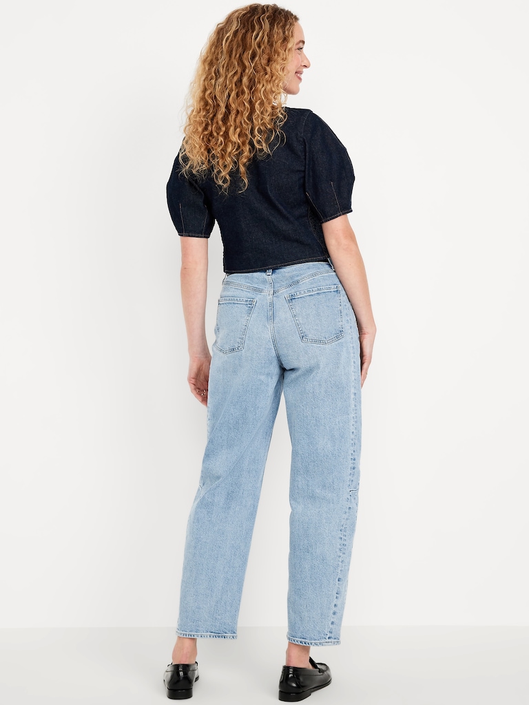 High-Waisted Barrel Ankle Jeans