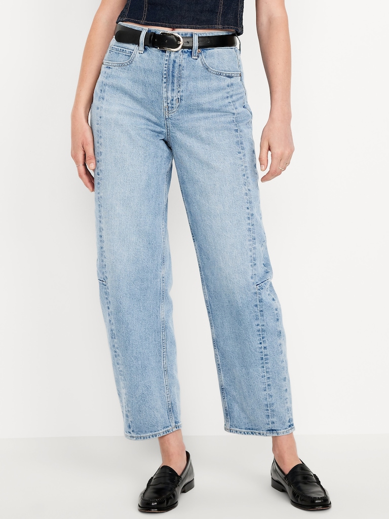 High-Waisted Barrel Ankle Jeans
