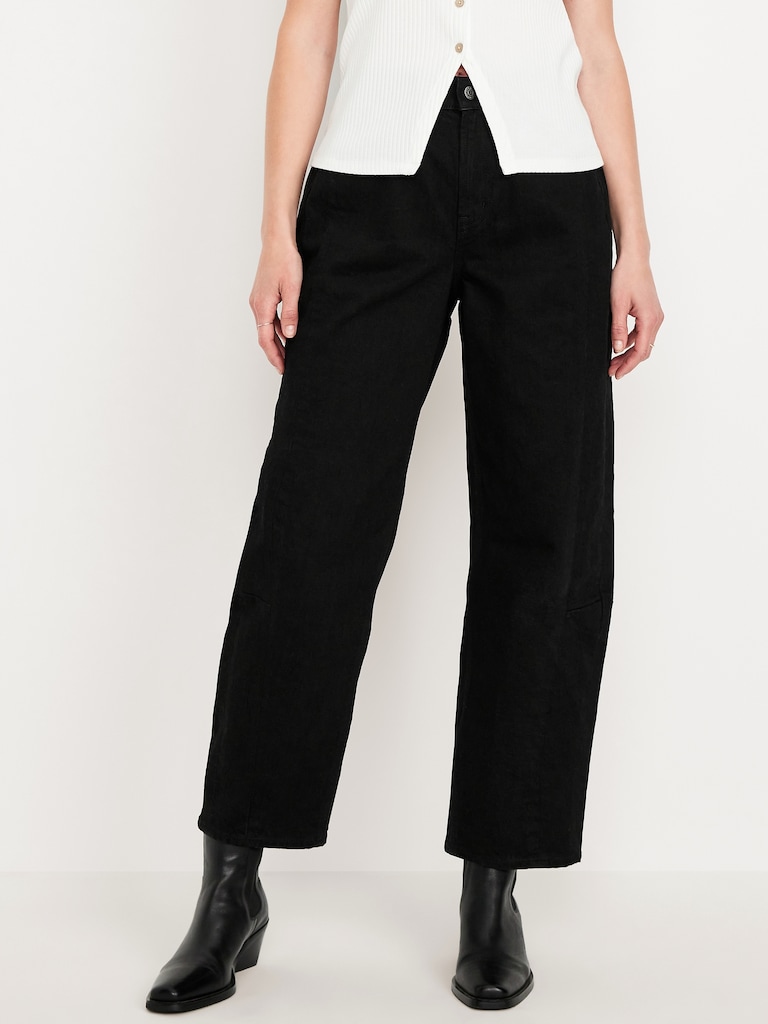 High-Waisted Barrel Ankle Jeans