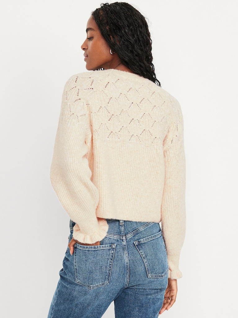 Loose Crew-Neck Cropped Sweater