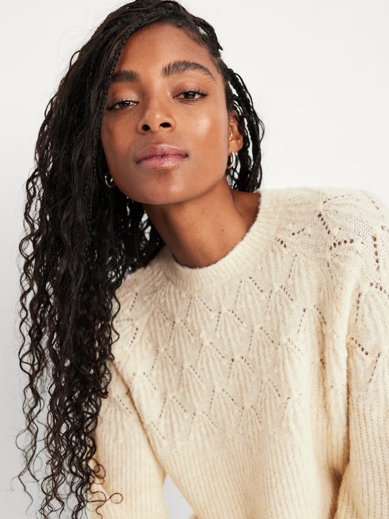 Loose Crew-Neck Cropped Sweater