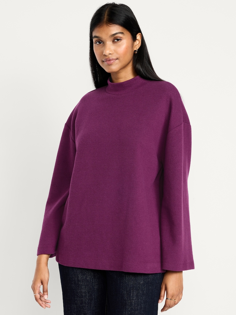 Cozy Mock-Neck Tunic Sweater