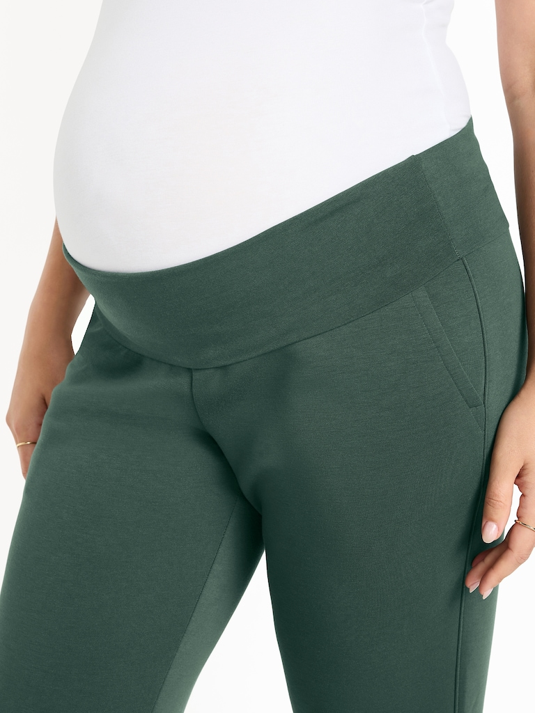 Maternity Bounce Fleece Rollover-Waist Jogger Sweatpants