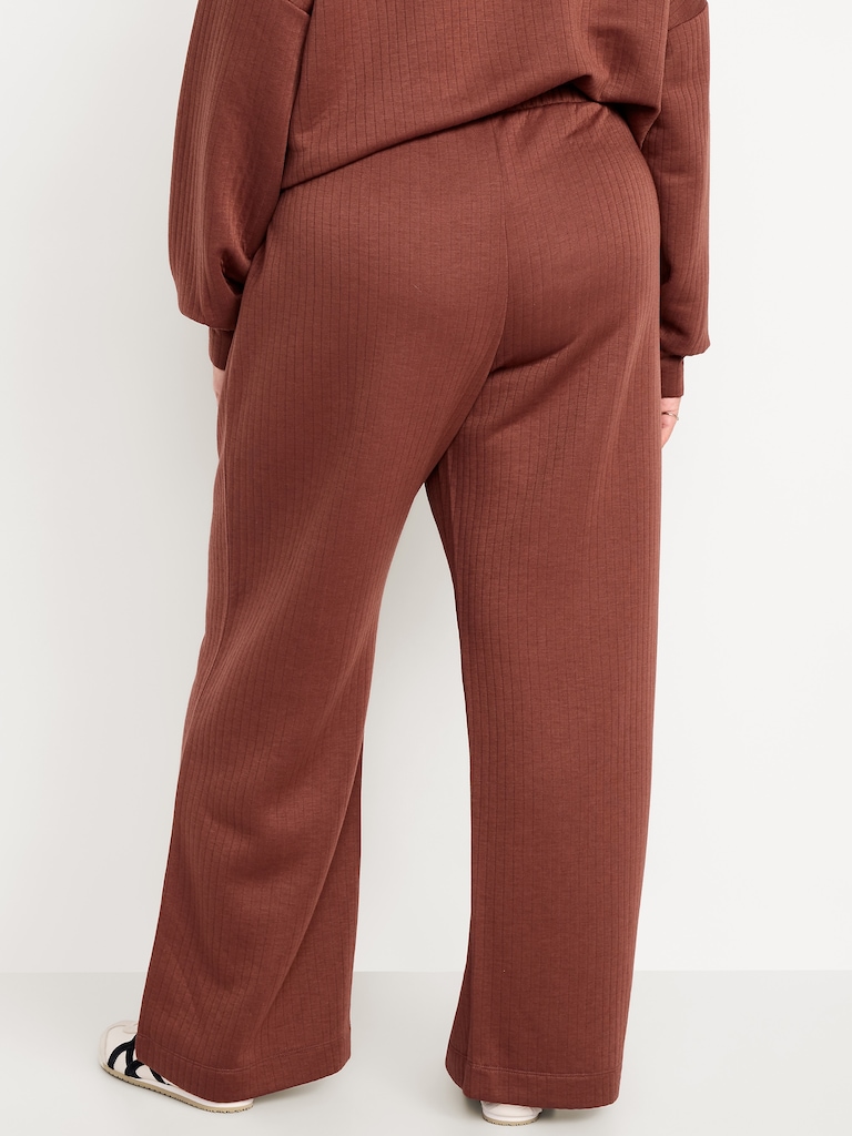 High-Waisted Bounce Fleece Quilted Wide-Leg Sweatpants