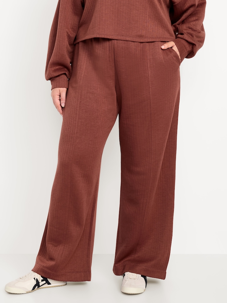 High-Waisted Bounce Fleece Quilted Wide-Leg Sweatpants
