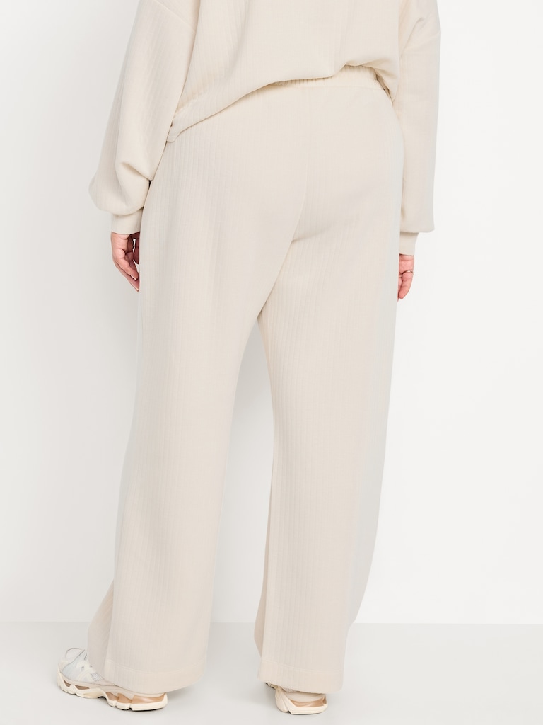 High-Waisted Bounce Fleece Quilted Wide-Leg Sweatpants