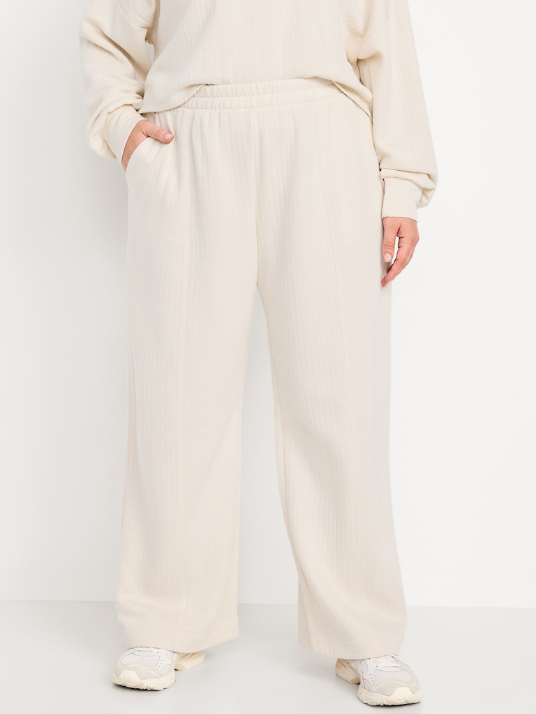 High-Waisted Bounce Fleece Quilted Wide-Leg Sweatpants