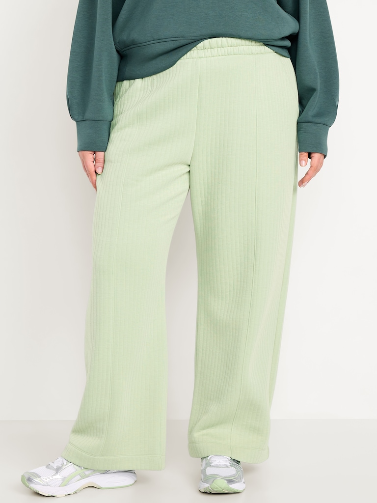 High-Waisted Bounce Fleece Quilted Wide-Leg Sweatpants