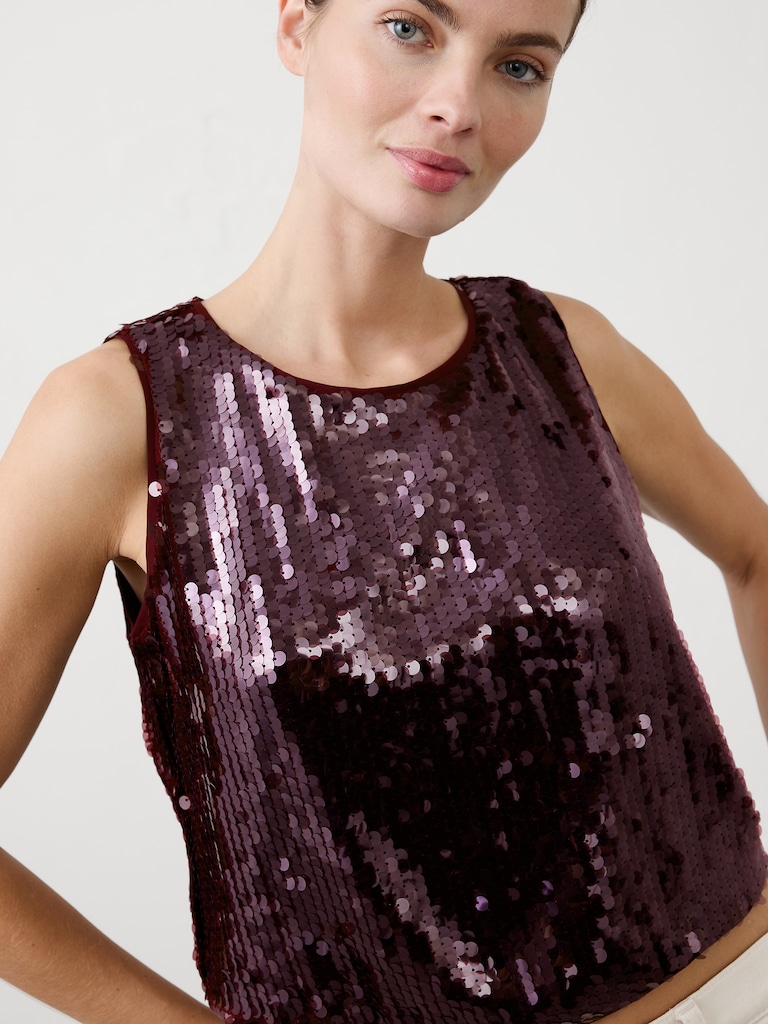 Sequin Crew-Neck Top
