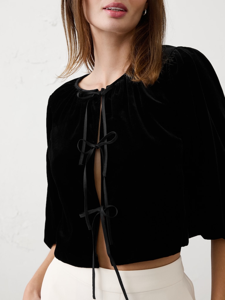 Velvet Tie-Front Top