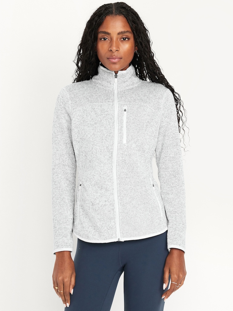Fitted Sweater Fleece Zip Jacket