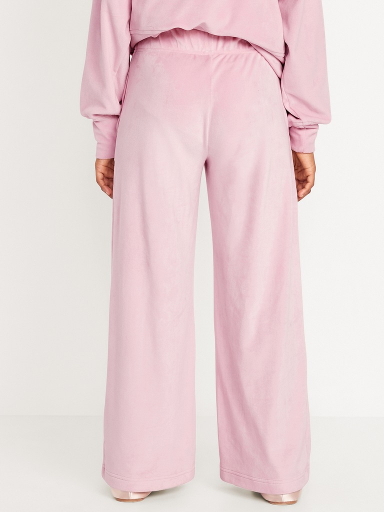 High-Waisted Velour Wide-Leg Pants for Girls