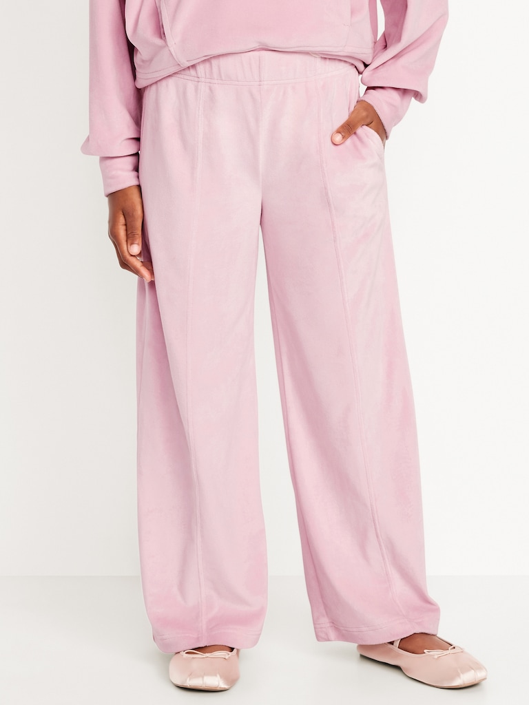 High-Waisted Velour Wide-Leg Pants for Girls