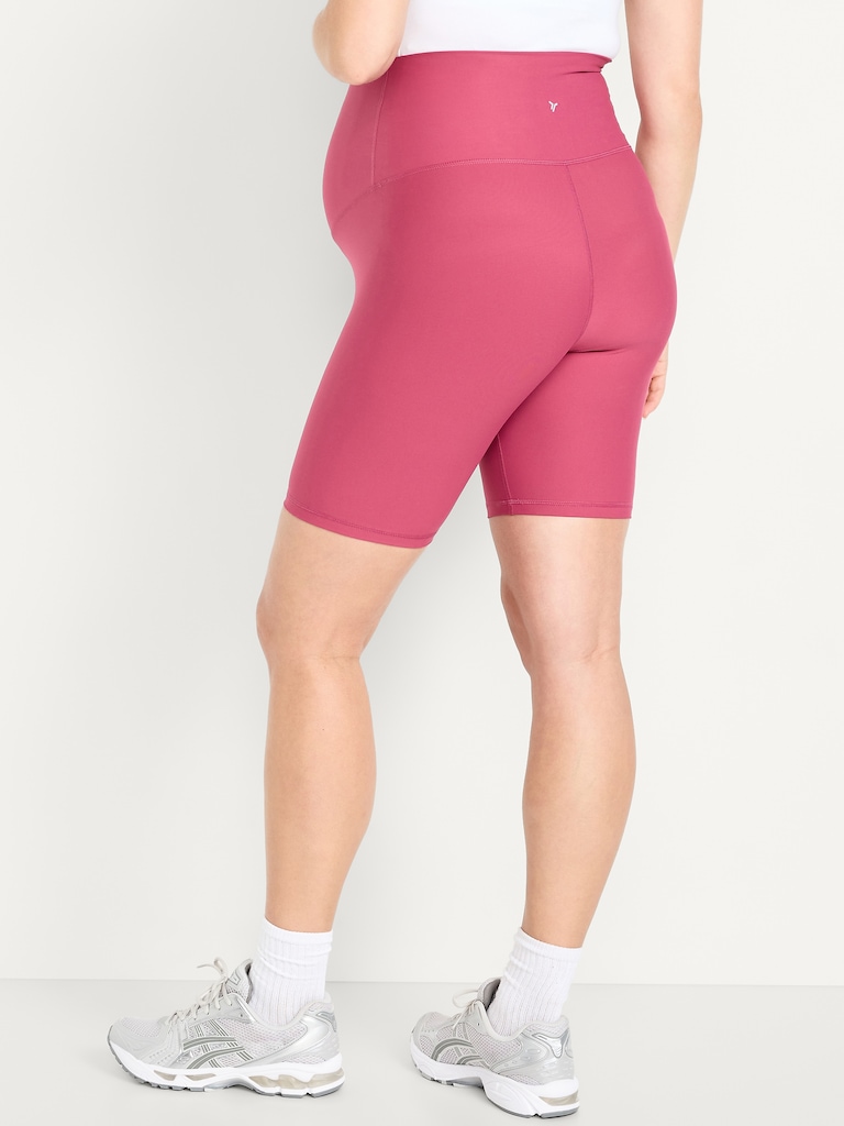 Maternity Full Panel PowerSoft Biker Shorts -- 8-inch inseam