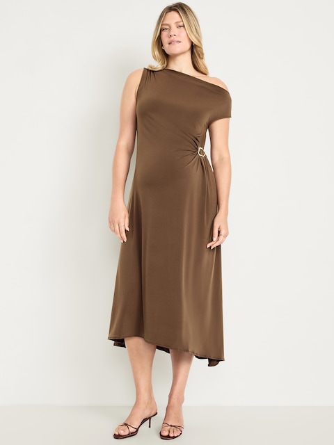 princess polly baby blue dress Brown Silk Maternity Dress Extra Long Silky Maternity Photoshoot Fabric Brown  Maternity Trapeze Midaxi Dress main image 0