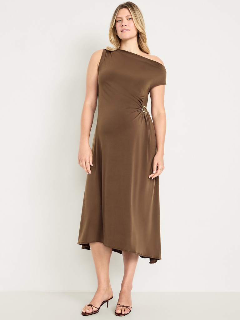 Maternity Asymmetrical Twist Drape Dress