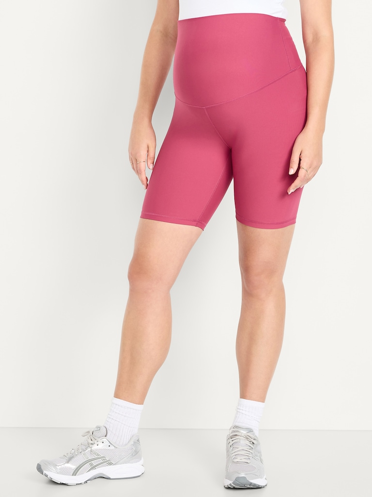 Maternity Full Panel PowerSoft Biker Shorts -- 8-inch inseam