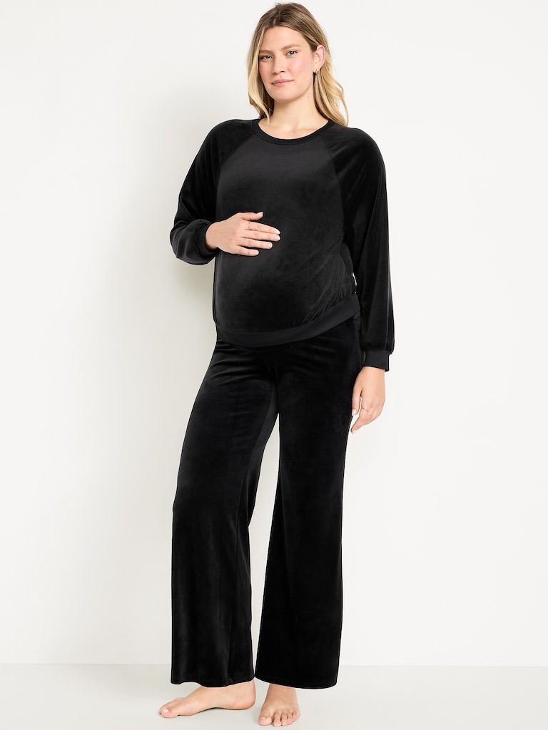 Maternity Velour Rollover Waist Pajama Pants