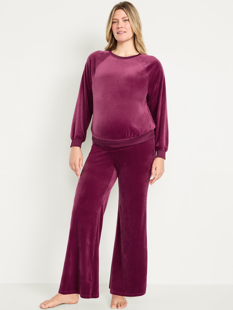 Maternity Velour Rollover Waist Pajama Pants