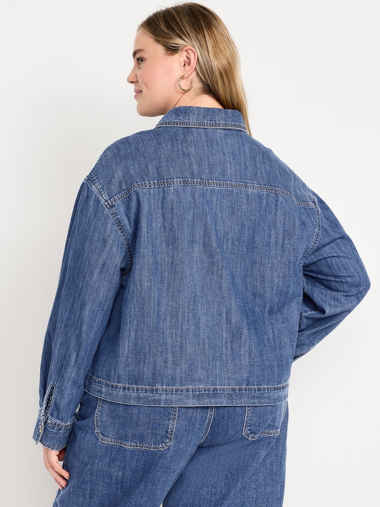 Long-Sleeve Popover Jean Shirt