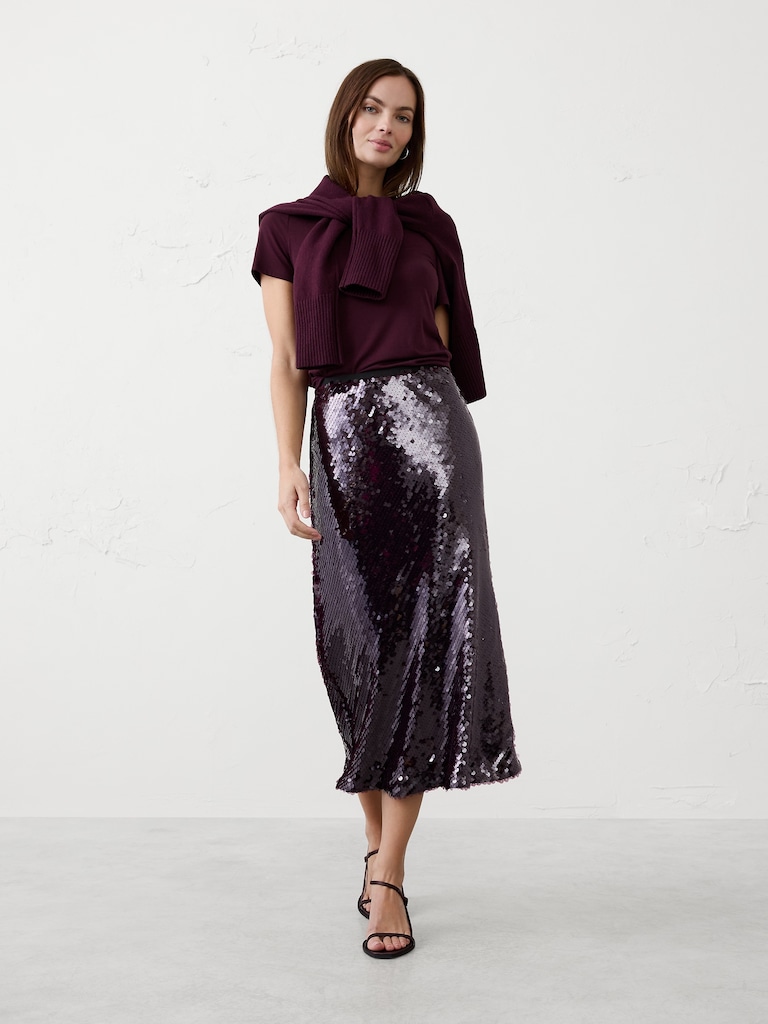 Sequin Midi Skirt