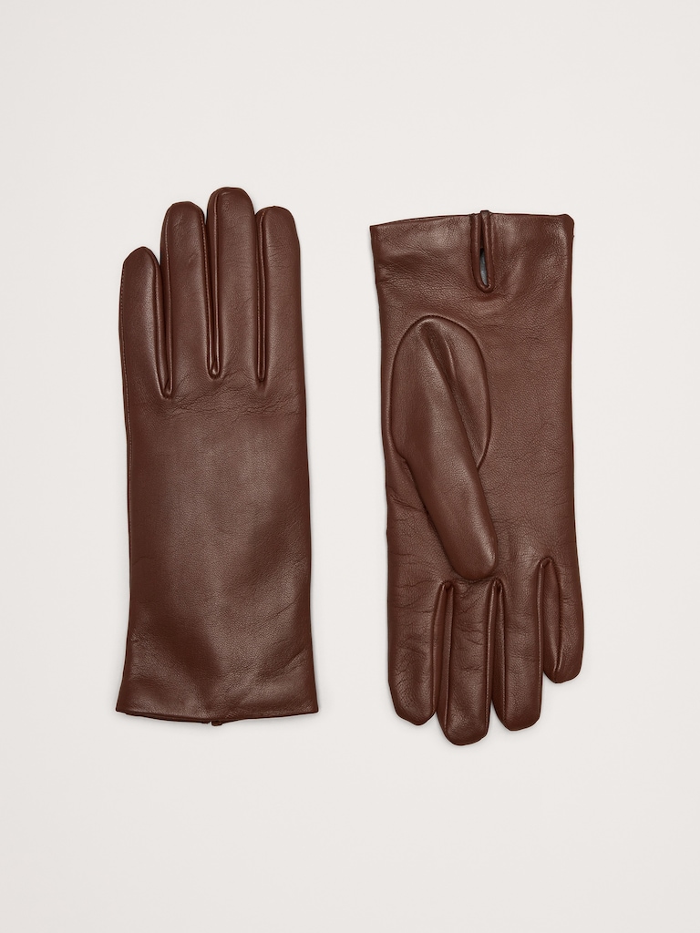 Italian Leather Cashmere-Lined Gloves